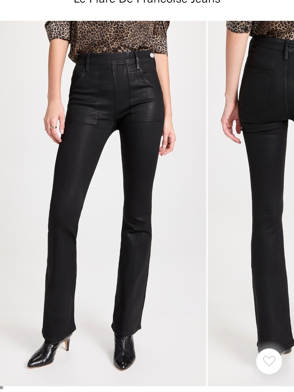 Frame Denim Black Coated Flare Jeans